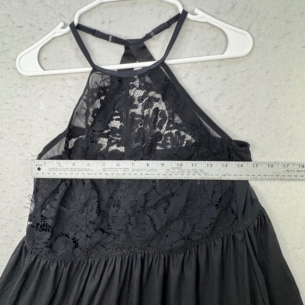 Torrid 1 Babydoll Lingerie 16/18 Black Lace Mesh Halter Strappy Goth Romantic - Picture 7 of 13